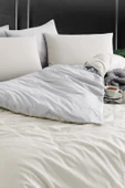 Tabu Home İpliği Boyalı Çift Taraflı Bej Çarşafı Lastikli Çift Kişilik Nevresim Takımı - 1