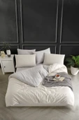 Tabu Home İpliği Boyalı Çift Taraflı Bej Çarşafı Lastikli Çift Kişilik Nevresim Takımı - 3