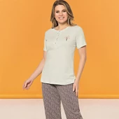 Over Sleep148 Kadın Yazlık Kısa Kol Pijama Takım - 1