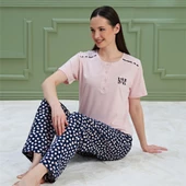 Over Sleep 1188 Kadın Kısa Kol Pijama Takım - 1