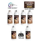 6 KG Wood Epoxy Quatro Maxi/ Kalın Döküm Ultra Şeffaf ve Parlak Epoksi Reçine Sehpa, Masa Için (yeni) - 1