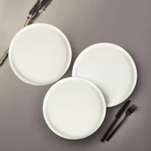 GÜRAL PORSELEN Bilbao 3 Parça  27 Cm Servis Tabağı  Gümüş Fıle - 1