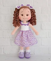 Menekşe Kıvırcık Saçlı Karnaval Bebek Amigurumi Organik Oyuncak - 1