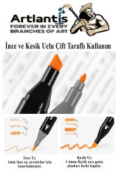 48 Adet Çift Taraflı Marker Kalem Çantalı 1 Paket 48 Renk Touch Markör Renklerin Aşkı Mandala Büyüklere Boyama Kitabı - 3