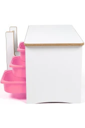 3 Çekmeceli Oyun, Aktivite, Etkinlik Masası, Beyaz-Pembe, 18mm MDF - 4