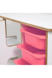 3 Çekmeceli Oyun, Aktivite, Etkinlik Masası, Beyaz-Pembe, 18mm MDF - 5