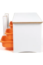 3 Çekmeceli Oyun, Aktivite, Etkinlik Masası, Beyaz-Turuncu, 18mm MDF - 4