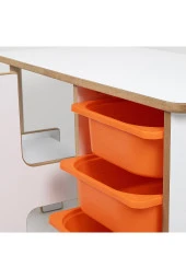 3 Çekmeceli Oyun, Aktivite, Etkinlik Masası, Beyaz-Turuncu, 18mm MDF - 5