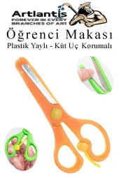 Turuncu Öğrenci Makası 1 Adet Plastik Yaylı Küt Uç Korumalı Okul Makası Çocuk Makası Okul Öncesi Kreş Ana Sınıfı - 1