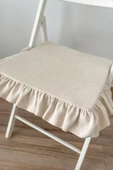 Fırfırlı Krem İskandinav Sandalye Minderi - 3