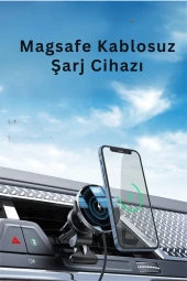 C1331 Izgara Klipsli 15W Kablosuz Şarjlı Magsafe Araç Tutucu thumbnail 2