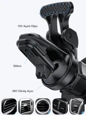 C1331 Izgara Klipsli 15W Kablosuz Şarjlı Magsafe Araç Tutucu thumbnail 5