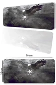 SonicTouch Kara Kartal Siyah Beyaz Yıldız Kaymaz Gaming Oyuncu Masaüstü Dikişsiz Klavye Mouse Pad 32x70Cm thumbnail 1
