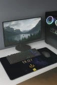 SonicTouch Sarı Lacivert 1907 Gamer Gaming Oyuncu Masaüstü Dikişsiz Kaymaz Klavye Mouse Pad 32x70Cm thumbnail 4