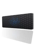 SonicTouch Mavi Siyah Altıgen Desenli Kaymaz Gaming Oyuncu Masaüstü Dikişsiz Klavye Mouse Pad 32x70Cm - 1