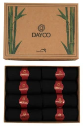 Premium Yazlık Erkek Bambu Soket Çorap 8'li Siyah Set Kraft Kutulu - 4