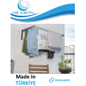 Duvara Monte Katlanabilir Çamaşır Askısı - 60x40 cm - 1
