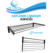 Duvara Monte Katlanabilir Çamaşır Askısı - 60x40 cm - 3