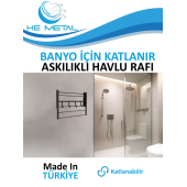 Banyo İçin Katlanabilir Askılı Havlu Rafı - 45x22 cm - 2