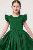Kız Çocuk Parıldayan Yeşil Elbise - 5