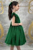 Kız Çocuk Parıldayan Yeşil Elbise - 4