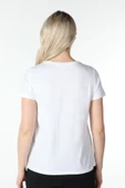 Kadın Kısa Kollu Bisiklet Yaka Tişört Beyaz  M BEYAZ thumbnail 5