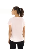 Kadın Baskılı Kısa Kollu Bisiklet Yaka Tişört Pembe Mel  M PEMBE MELANJ thumbnail 3