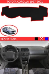 GUERRINO Torpido Koruma Halısı Siyah Kenar Renk Kırmızı Toyota Coralla 1997-2001 ile Uyumlu thumbnail 1