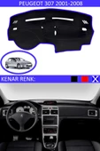 GUERRINO Torpido Koruma Halısı Siyah Kenar Renk Mavi Peugeot 307 2001-2008 ile Uyumlu thumbnail 1