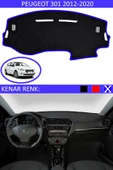 GUERRINO Torpido Koruma Halısı Siyah Kenar Renk Mavi Peugeot 301 2012-2020 ile Uyumlu - 1