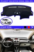 GUERRINO Torpido Koruma Halısı Siyah Kenar Renk Mavi Peugeot 206 2006-2011 ile Uyumlu thumbnail 1