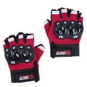 Çocuklar için Koruma Destekli Kırmızı Renkli Unisex Yarım Parmak Scooter Bisiklet Eldiveni - 2