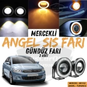 Citroen C Elysee 2012-2023 Uyumlu Üniversal Mercekli Angel Sis Farı Metal Su Geçirmez 76 mm Turuncu Halkalı Gündüz Farı Angel Eyes 2 Adet thumbnail 1
