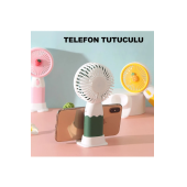 QASUL Sevimli Telefon Standlı Vantilatör 2si 1 Arada Taşınabilir Masaüstü Fan - 5