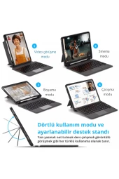 iPad Air 13 2024 A2898 - A2899 Uyumlu Fuchsia Touch Pad Bluetooth Klavyeli Standlı Mıknatıslı Kılıf thumbnail 5