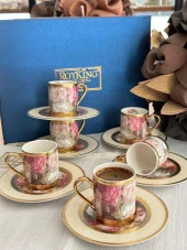 Türk Kahve Fincanı Red Rose 6 Kişilik 12 Parça - 1