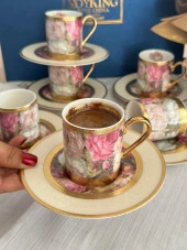 Türk Kahve Fincanı Red Rose 6 Kişilik 12 Parça - 2