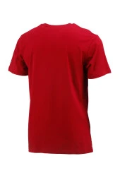 Erkek Bisiklet Yaka Standart Fit Göğüs Baskılı Bordo T-Shirt - 4