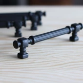 Talas Mat Siyah Çizgili Metal Kulp 128 mm 12.8 cm Mobilya Çekmece Mutfak Dolabı Dolap Kapak Kulpları - 4