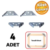 Metal Çok Amaçlı Köşe Birleştirme Aparatı PVC Ahşap Çerçeve Tablo Sineklik Montaj 4 Adet Köşe Gönye thumbnail 1