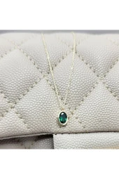 1.05 Karat Zümrüt Yeşili Tasarım Modern Gümüş Kolye-zümrüt Taşlı Tasarım Hediye 925 Ayar Gümüş Kolye - 7