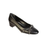 YAZKIŞ Kadın Siyah Cilt Yuvarlak Burun Üzeri Burgu Taşlı Kalın Topuk 3cm Ayakkabı thumbnail 1