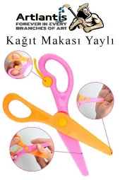 Renkli Kağıt Makası 1 Adet Plastik Yaylı Küt Uç Korumalı Okul Makası Çocuk Makası Okul Öncesi Kreş Ana Sınıfı - 1