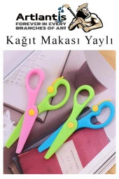 Renkli Kağıt Makası 1 Adet Plastik Yaylı Küt Uç Korumalı Okul Makası Çocuk Makası Okul Öncesi Kreş Ana Sınıfı - 4