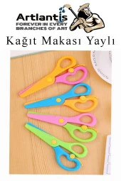 Renkli Kağıt Makası 4 Adet Plastik Yaylı Küt Uç Korumalı Okul Makası Çocuk Makası Okul Öncesi Kreş Ana Sınıfı - 6