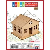Südor Wood Ahşap Kendin Yap Maket Sade Büyük Ev 160 x 130 x 120 mm - 2