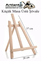 Masa Üstü Şövale 1 Adet Küçük Şövalye 28x37 cm Çam Ağacından İmal Edilmiştir Sanatsal Tuval Sergi - 3