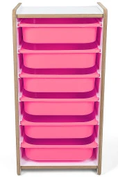 6 Çekmeceli Çocuk Oyuncak ve Aktivite Dolabı,Beyaz-Pembe 18mm MDF - 4