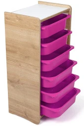 6 Çekmeceli Çocuk Oyuncak ve Aktivite Dolabı,Ceviz-Lila 18mm MDF - 1