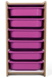 6 Çekmeceli Çocuk Oyuncak ve Aktivite Dolabı,Ceviz-Lila 18mm MDF - 4